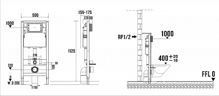 Сенсорная система инсталляции для подвесного унитаза 500х1125 (3 в 1) Terminus Бор - фото 9 Сенсорная система инсталляции для подвесного унитаза 500х1125 (3 в 1) Terminus Бор - фото 9