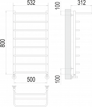 Полка П8 500х800  Полотенцесушитель  TERMINUS Бор - фото 3