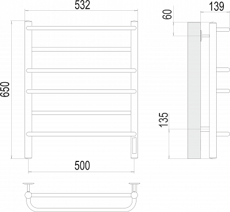 Евромикс П6 500х650 Электро (quick touch) Полотенцесушитель  TERMINUS Бор - фото 3