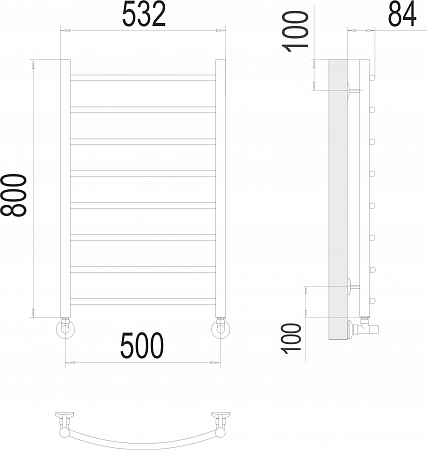 Классик П8 500х800 Полотенцесушитель  TERMINUS Бор - фото 3