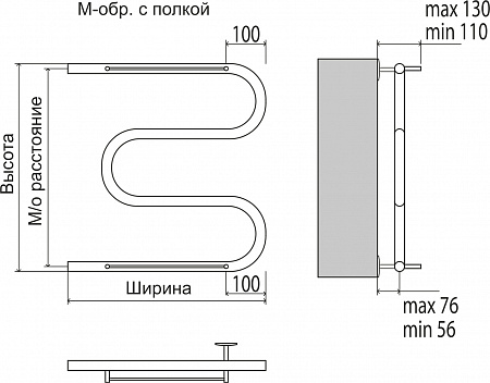 М-обр с/п AISI 32х2 500х600 Полотенцесушитель  TERMINUS Бор - фото 3