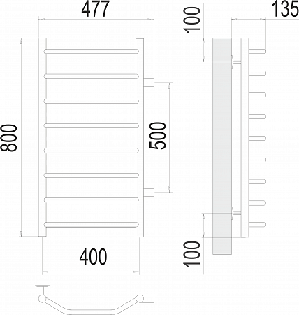Виктория П8 400х800 бп500 Полотенцесушитель  TERMINUS Бор - фото 3