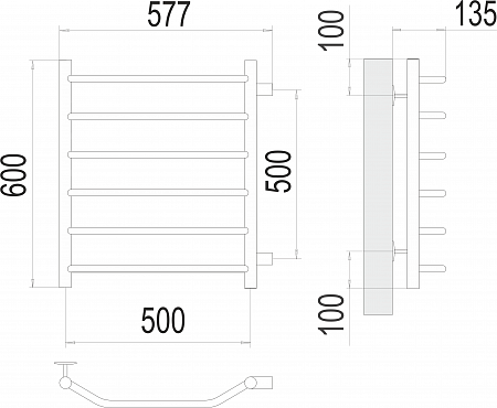 Виктория П6 500х600 бп500 Полотенцесушитель  TERMINUS Бор - фото 3