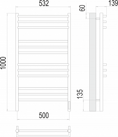 Прато П12 500х1000 электро (sensor quick touch) Полотенцесушитель  TERMINUS Бор - фото 3