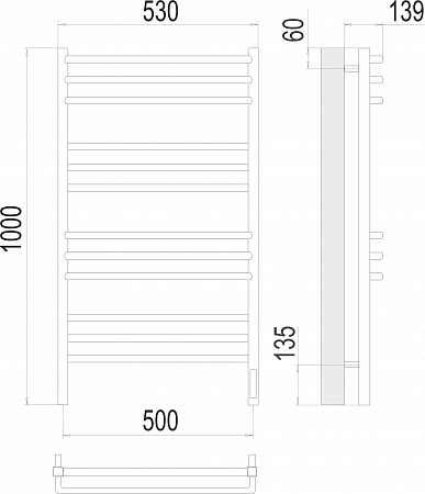 Соренто П12 500х1000 электро (sensor quick touch) Полотенцесушитель  TERMINUS Бор - фото 3