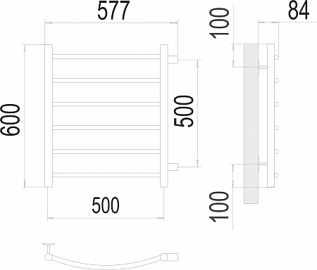 Классик П6 500х600 бп500 Полотенцесушитель  TERMINUS Бор - фото 3