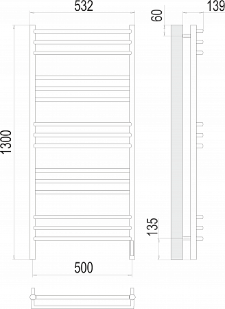 Прато П15 500х1300 электро (sensor quick touch) Полотенцесушитель  TERMINUS Бор - фото 3