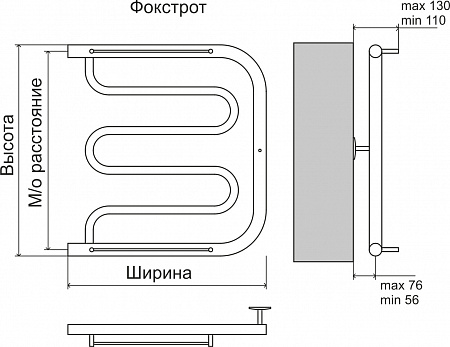Фокстрот AISI 32х2 600х600 Полотенцесушитель  TERMINUS Бор - фото 3