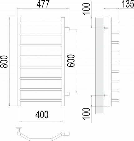 Виктория П8 400х800 бп600 Полотенцесушитель  TERMINUS Бор - фото 3
