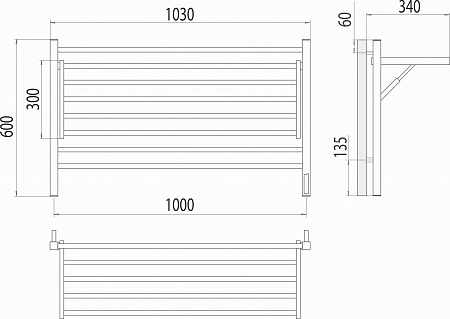 Горизонт П8 1000х600 электро КС ЧЕРНЫЙ МУАР (sensor quick touch) Полотенцесушитель TERMINUS Бор - фото 5